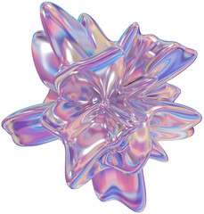 Fototapeta premium 3d holographic shape, iridescent chrome fluid abstract form