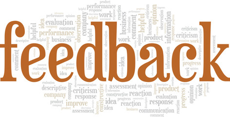 Feedback word cloud conceptual design isolated on white background.