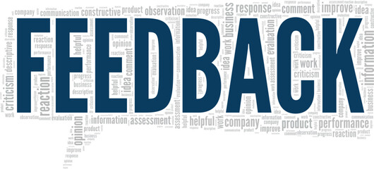 Feedback word cloud conceptual design isolated on white background.
