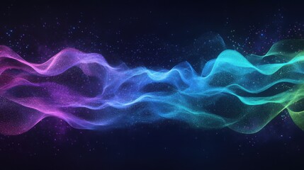 Obraz premium A series of glowing, abstract waves in blue, purple, and green hues. The waves float