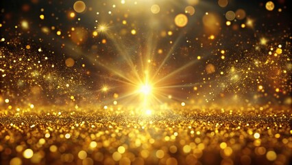 Naklejka premium Medium shot abstract background of flickering gold particles and light flare