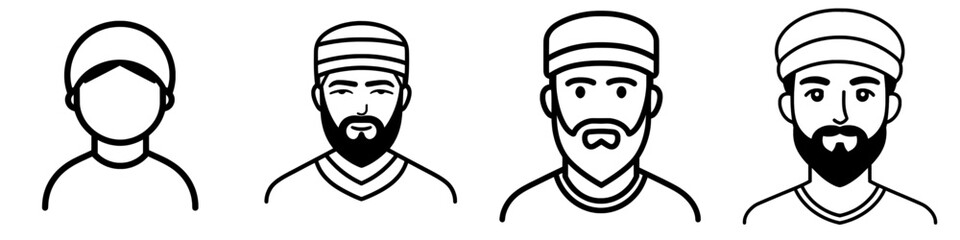 Stylish Muslim man avatar icon line design