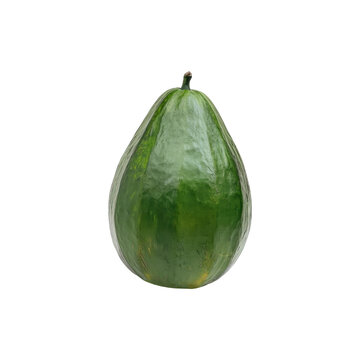 Fresh, green maradol papaya isolated on transparent background