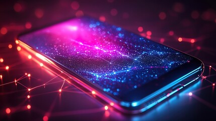 smartphone with digital technology data communication network