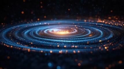 Fototapeta premium Abstract Particle Rings Orbiting Around A Glowing Central Core In A Cosmic Space-Like Pattern