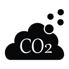 co2 gas icon. co2 cloud icon, vector silhouette. Carbon dioxide gas icon isolated on white background. Vector illustration.