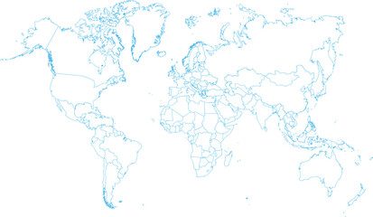 blue outline world map