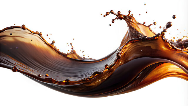 Black coffee wave in mid-air. The image showcases the rich