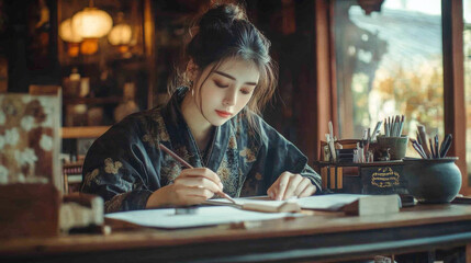 A Journey into Artistry: Capturing the Essence of Creativity Through Thoughtful Elegance and Artistic Expression in a Traditional Setting