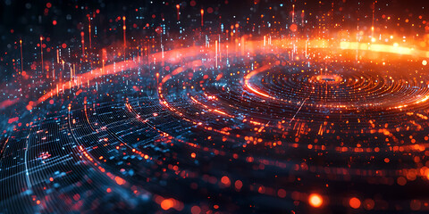 Abstract Digital Art with Spiraling Light Patterns