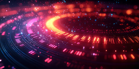 Colorful Abstract Background with Light Circles and Particles