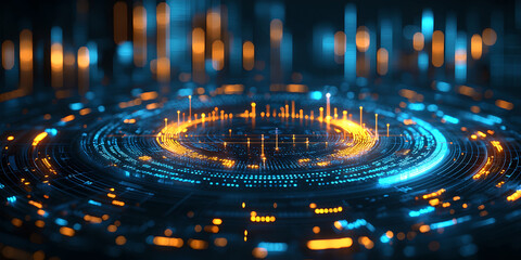 Futuristic Digital Interface with Circles and Lines