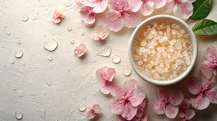 Delicate Floral Arrangement with Bath Salts and Waterdrops