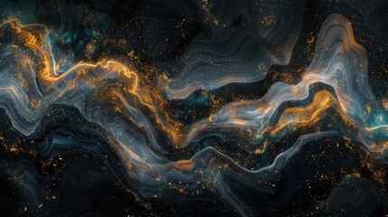 Fototapeta premium Abstract Cosmic Swirls with Golden Highlights