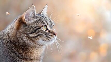 Obraz premium Sleek and Versatile Feline Profile with Detailed Fur Texture and Binary Digital Background Highlighting the cat s elegance and appeal in a minimalist split complementary color scheme