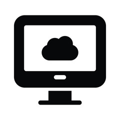 A cloud connected to a computer symbolizing cloud computing or storage