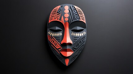 Paper cut African tribal mask with detailed patterns and bold shapes, perfect for cultural decor, paper cut tribal mask, traditional African art