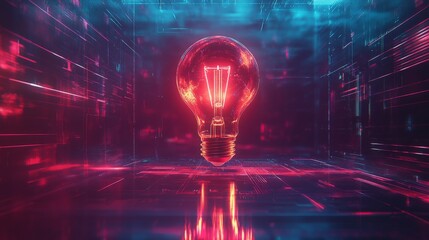 Sleek Metallic Lightbulb with Glowing Effects