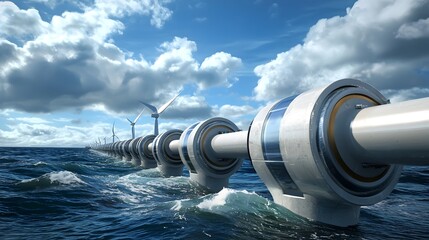 Futuristic hydro turbine station utilizing ocean currents to generate unlimited clean and sustainable renewable energy