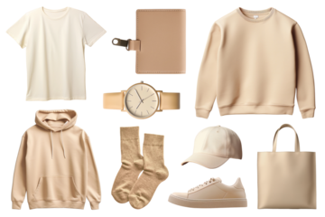Beige Outerwear png cut out set