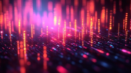 Fototapeta premium Abstract Futuristic Neon Light Streaks With Glowing Digital Patterns In A Cyberpunk Style For Technology And Sci-Fi Concepts