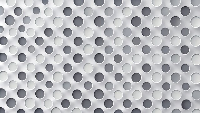 Three-dimensional pattern of white circular discs creating texture.