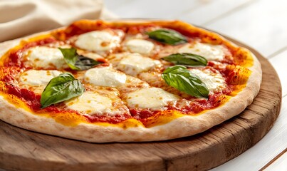 true Italian Traditional Pizza Margherita copy space image, Generative AI