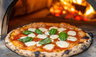 true Italian Traditional Pizza Margherita copy space image, Generative AI