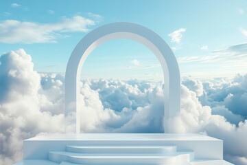 Arch in the sky podium for product display. generative ai