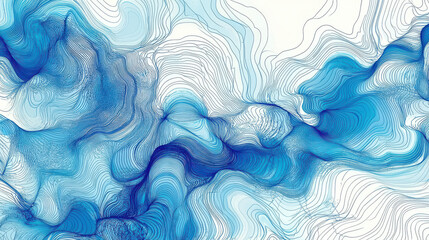 Fototapeta premium bstract artwork featuring a complex pattern of blue lines that create a fluid, wave-like design. 