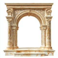 Naklejka premium Ornate architectural archway with intricate carvings and a marble base.