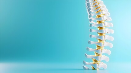 Obraz premium Minimalist Blue Medical Spine Anatomy Model Mockup with Ample Copy Space for Professional Healthcare Technology or Industrial Design Use