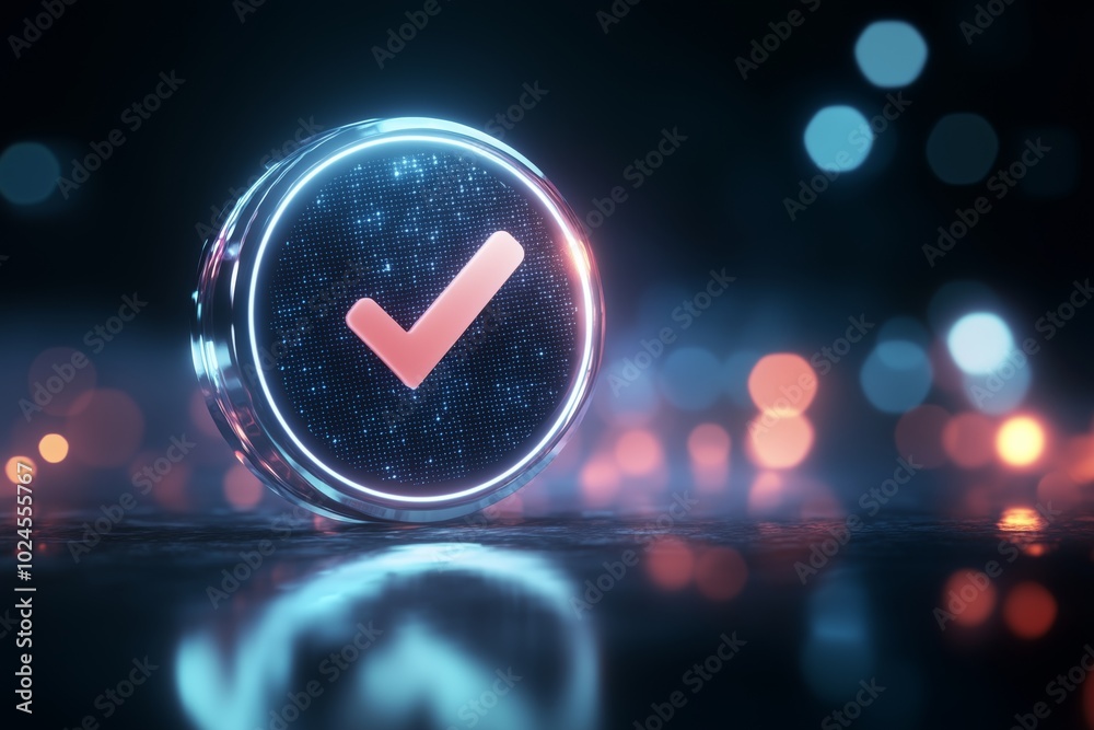 Poster digital icon of a chat bubble with a checkmark for read messages