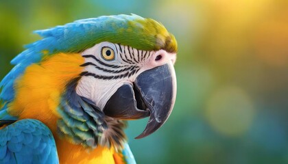 Obraz premium The stunning Blue and Gold Macaw enjoying the tranquility of its surroundings perched on a tree branch peacefully