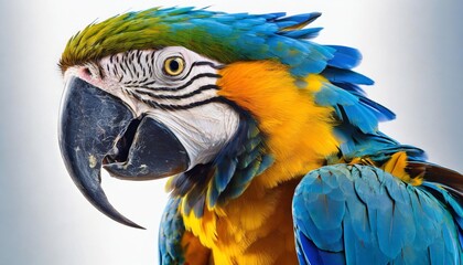 Obraz premium A beautiful Blue and Gold Macaw enjoying a quiet moment perched on a branch surrounded by lush foliage