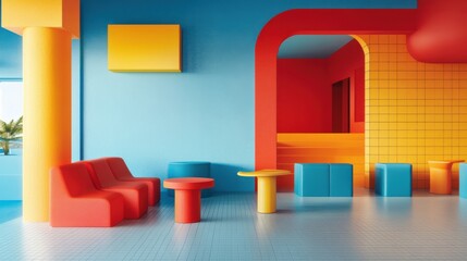 Vibrant 1980s Inspired Abstract Interior Design