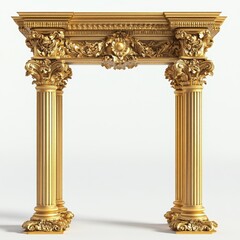Obraz premium Ornate golden archway with intricate designs and columns, used as an architectural feature.