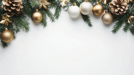 Merry Christmas banner with Christmas decoration isolated , 2025 on white background 