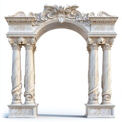 Naklejka premium Ornate marble archway with intricate designs and columns.
