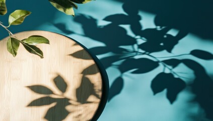Sunlight and Shadow Play on Wooden Plate
