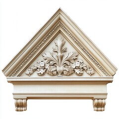 Obraz premium Ornate triangular architectural element with floral motifs and intricate detailing.