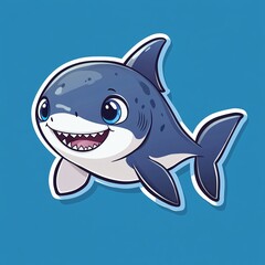 Happy Baby Shark Swimming with a Wide Smile