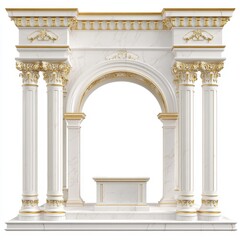 Fototapeta premium Ornate white marble architectural structure with golden accents and columns.