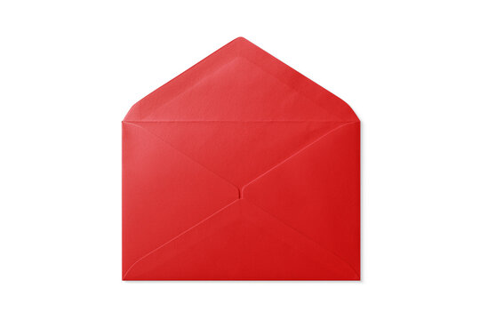 Opened red paper envelope mockup isolated on a transparent background, PNG. High resolution. 