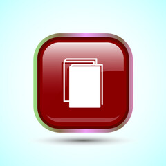 Book Icon Design Illustration, Book Icon For Apps and Websites, Red Color Square Button Design