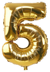PNG Gold balloon number five