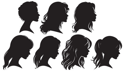 silhouette capturing the stylish side profile of a woman silhouettes vector illustration black and white art