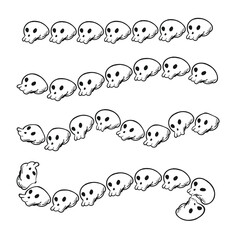 Halloween skull hand drawn decorative brush stroke isolated background. Vector