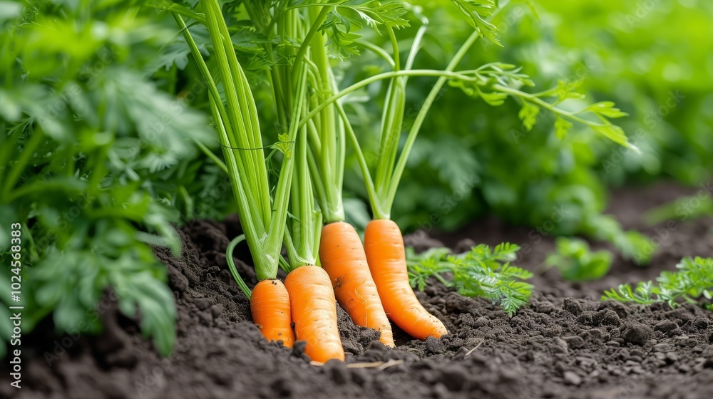 Poster carrots lying in the field during the harvest