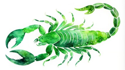Naklejka premium Infuse your home with the mystical charm of this green watercolor Scorpio silhouette. A stunning astrological artwork, perfect for enhancing your decor and inviting positive energy.